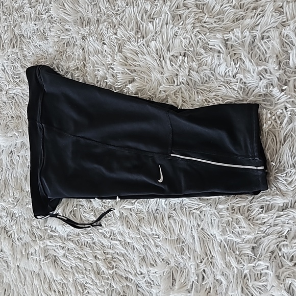 Nike Dry Fit Cropped Leggings Black Womens Small Back Zipper Pocket Drawstring - Picture 7 of 13